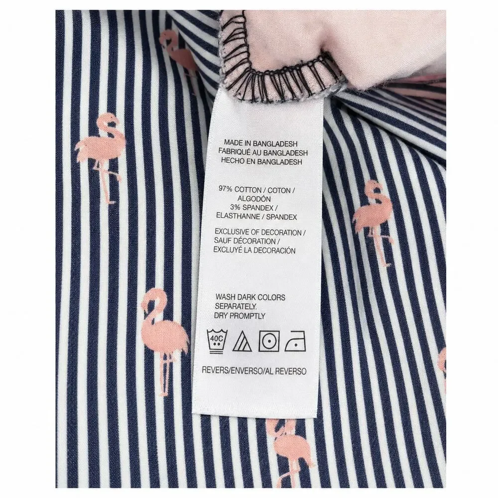 IZOD Women’s Size 14 Navy Striped Pink Flamingo Chino Shorts Stretch